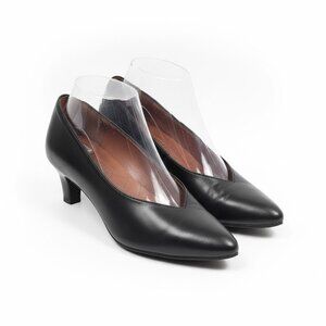 Hispanitas Joy is a Choice Black Leather Pointed Toe Pumps Heels Spain 38.5